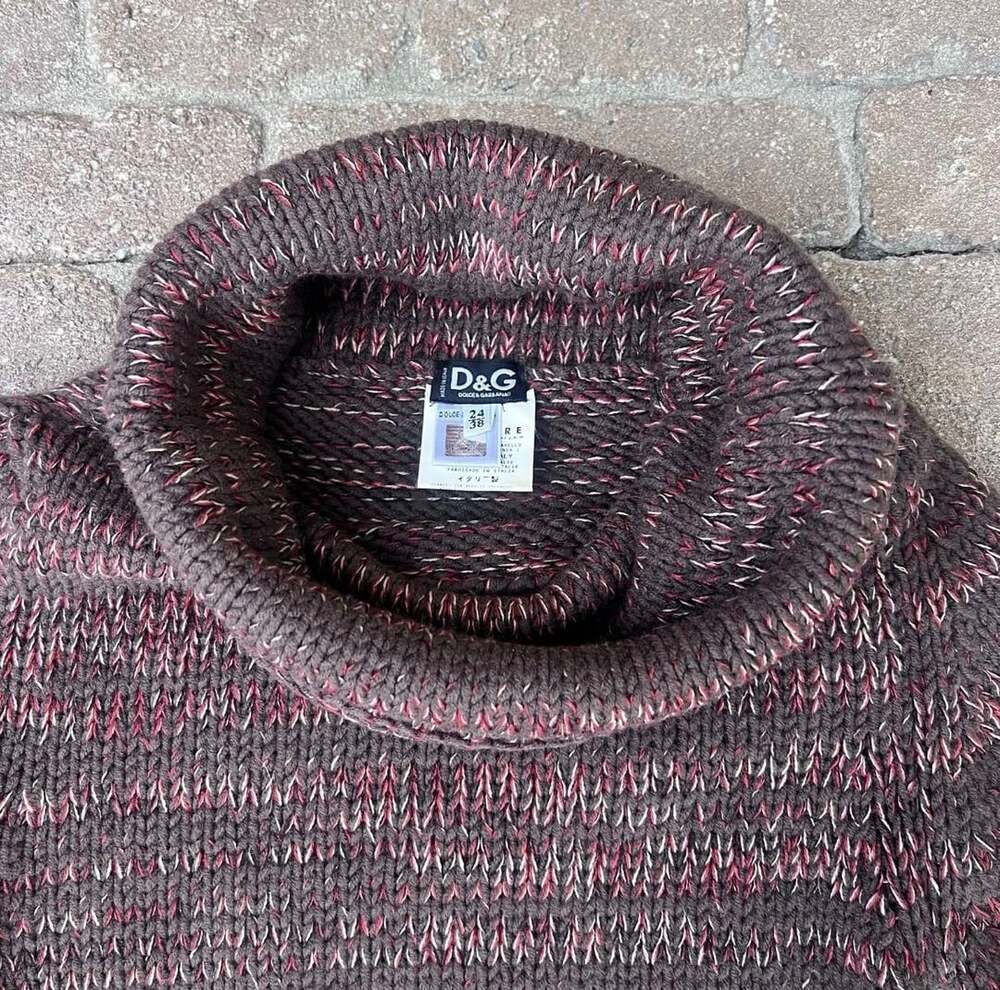 D&G Dolce & Gabbana Turtleneck Knit Sweater Size 38 Brown Burgundy